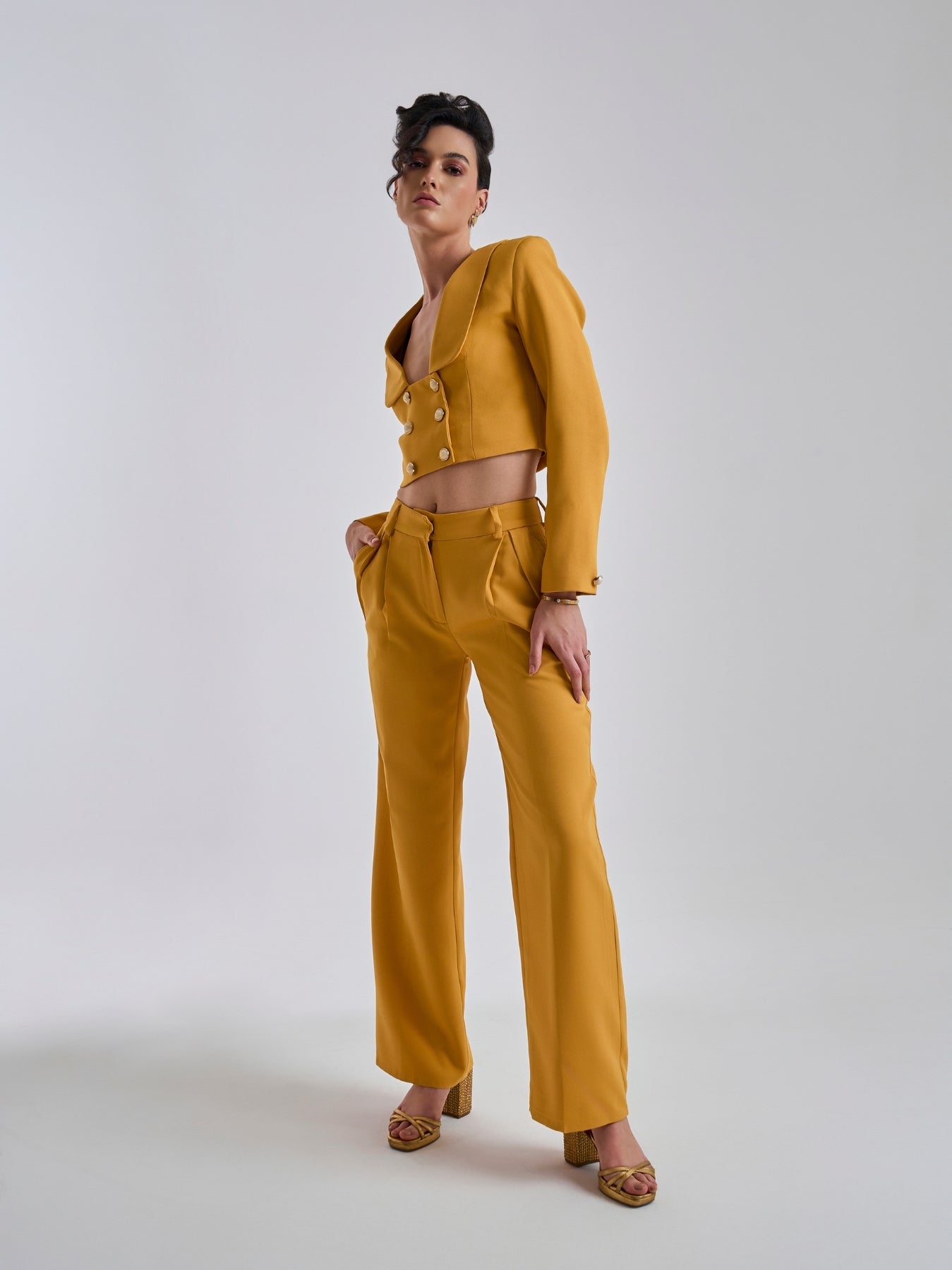 Mustard-yellow Vintage Power Suit