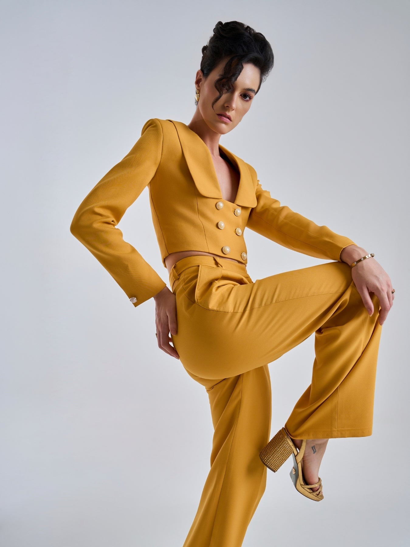 Mustard-yellow Vintage Power Suit