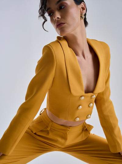 Mustard-yellow Vintage Power Suit