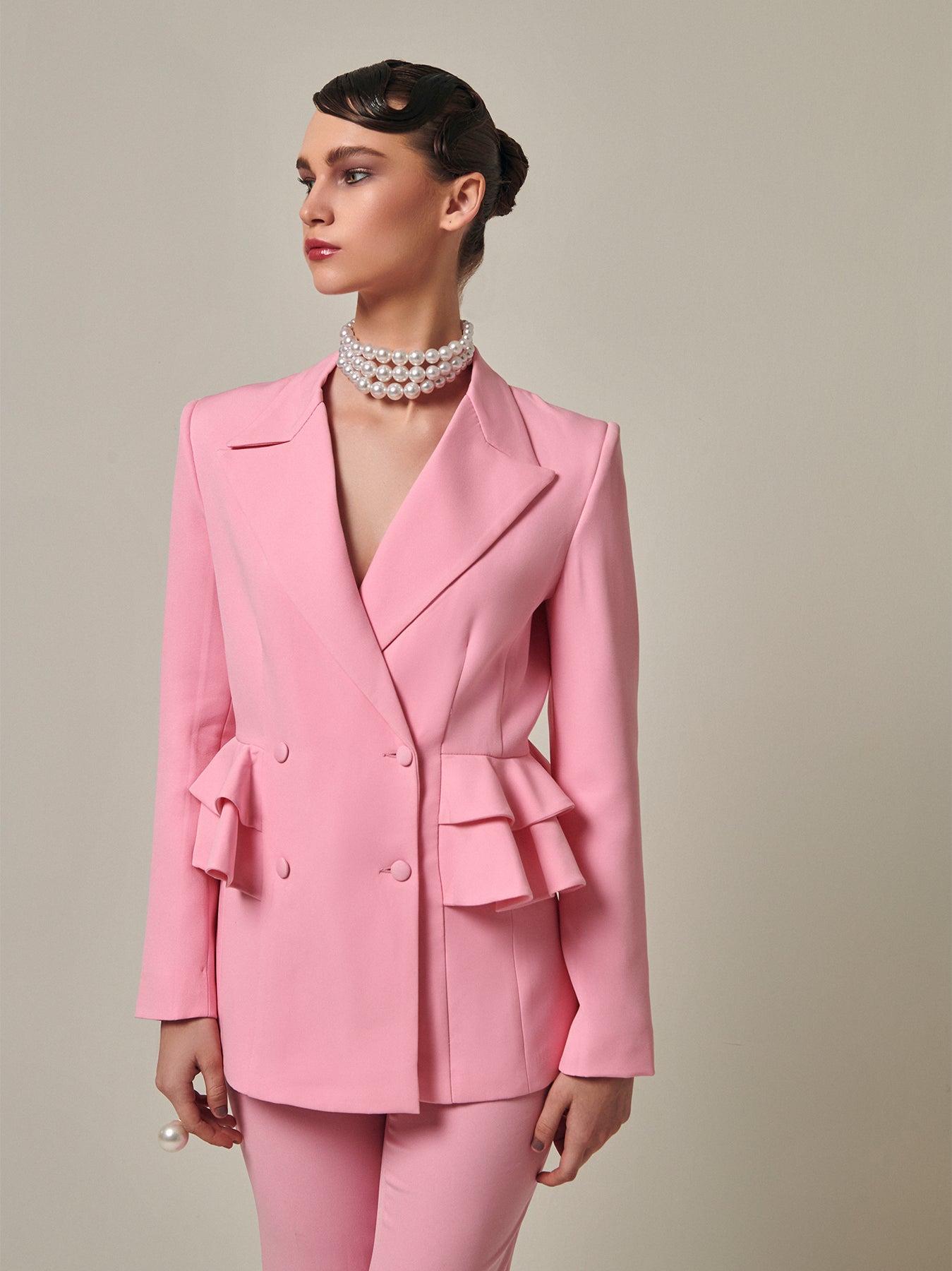 Baby Pink Double Breasted Blazer