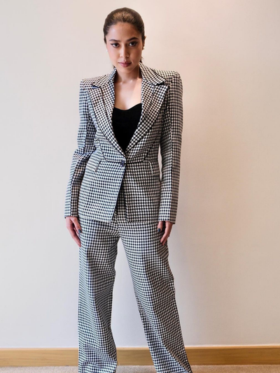 Black and White Houndstooth Blazer Pantsuit