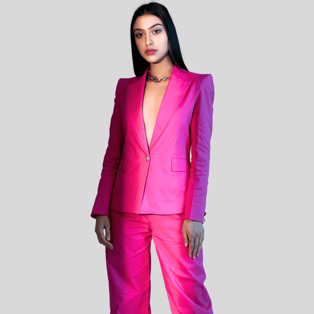 Hot pink pant suit best sale