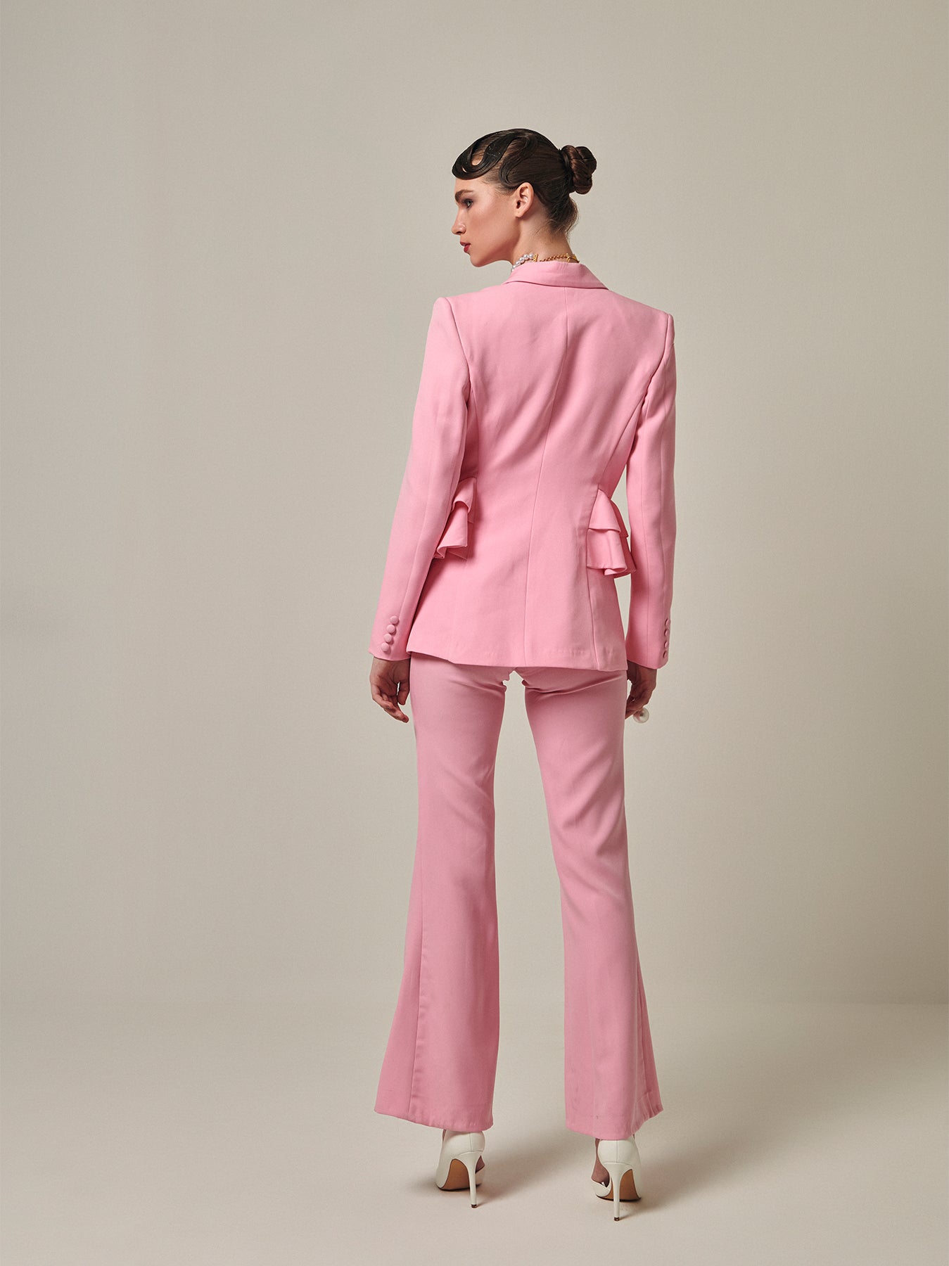 Ruffle Blazer In Pink