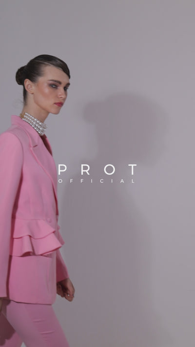 Baby Pink Double Breasted Blazer And Trouser Suit