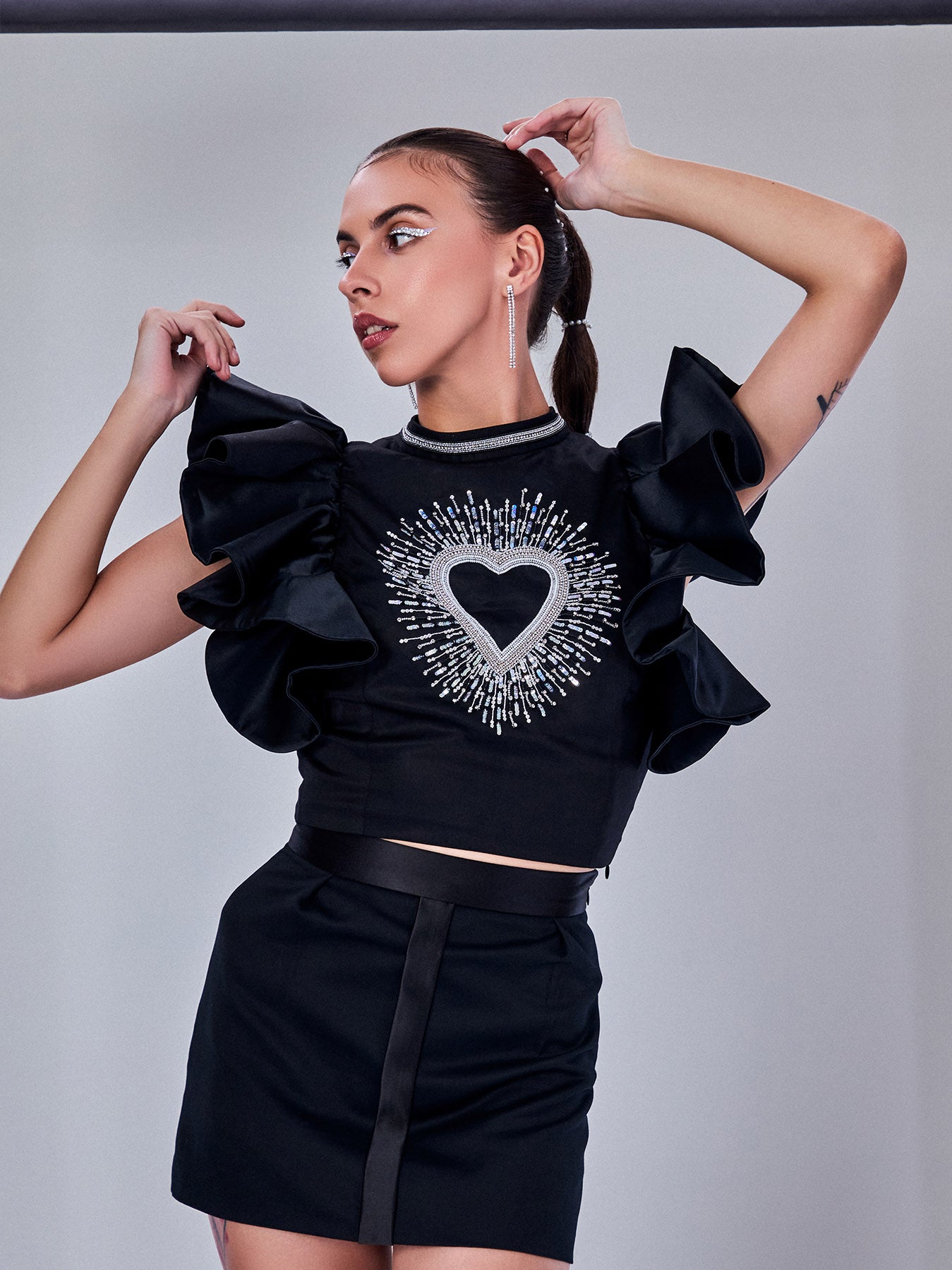 Crop Top with Heart Embroidery - PROTTop