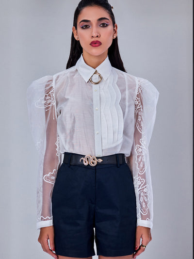 Butterfly White Embroidered Shirt